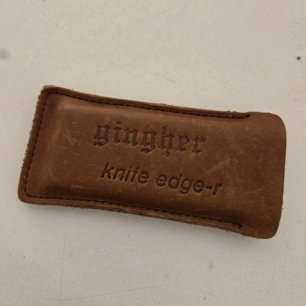Vintage Gingher Knife Edge-r Honing Stone Edger in Leather Case